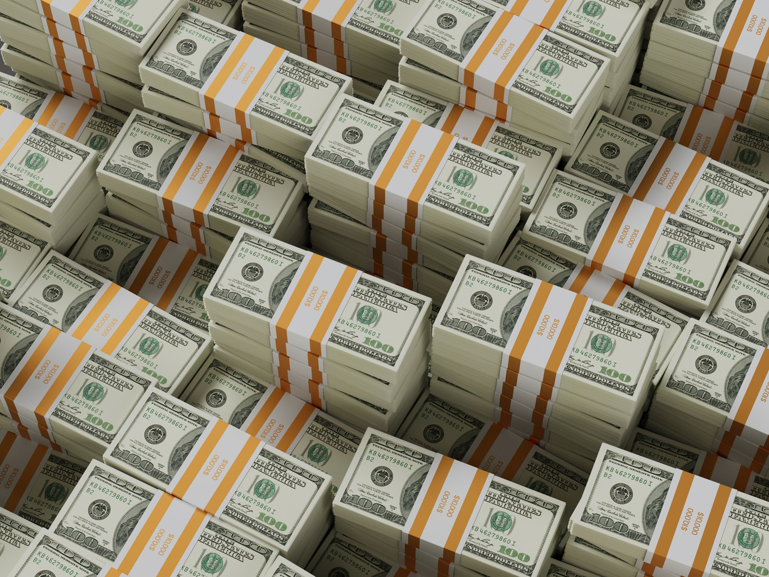 money stacked on top of each other